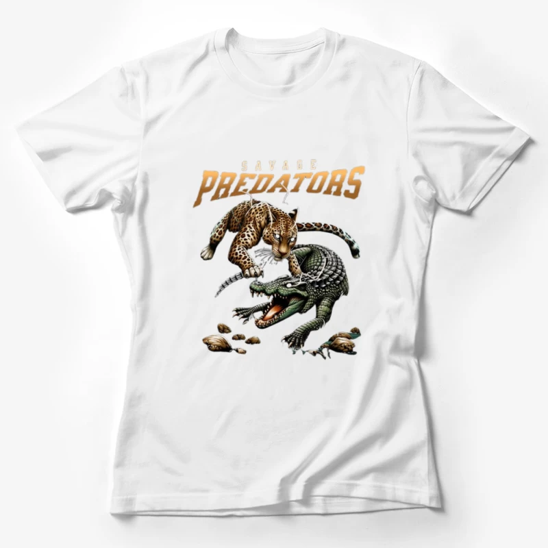 Savage Predators: Jaguar vs Crocodile Battle Art Female T-Shirt