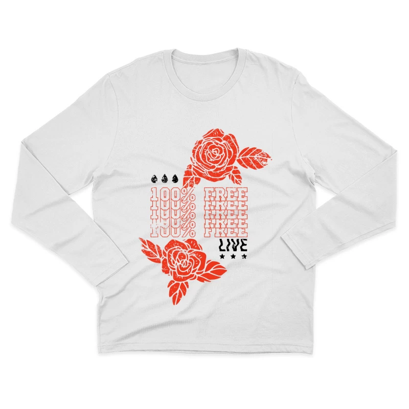 Design floral avec texte '100% Free' Homme Manches Longues T-Shirt