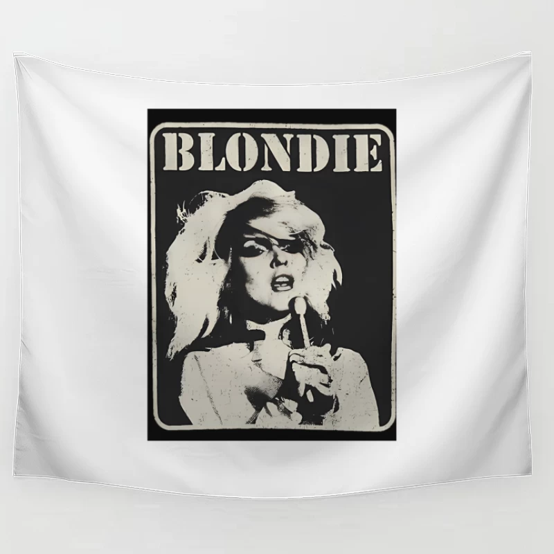 Vintage Black and White Blondie Band Promotional Poster Tapestry