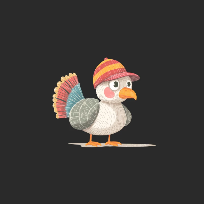 Cute Cartoon Seagull with Striped Hat in Watercolor Style Baseball Cap