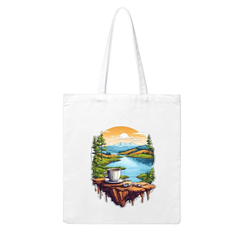 Scenic Coffee Landscape Cotton Tote Bag
