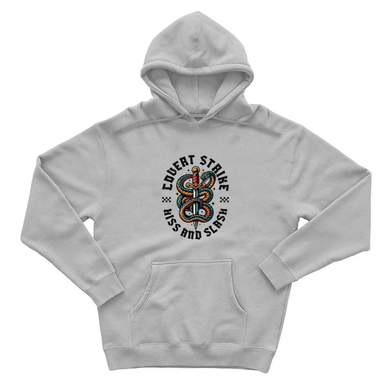 Traditional Snake and Dagger Logo Design - Covert Strike Emblem Male Pullover Hoodie