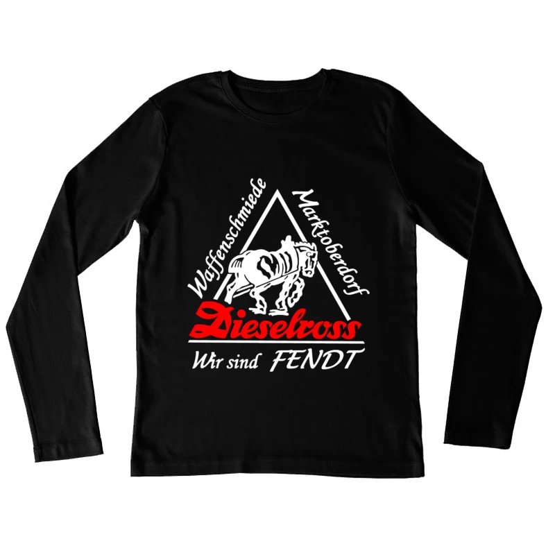 Dieselross Fendt Tractor Brand Logo with Skeletal Horse Design Female Long Sleeve T-Shirt