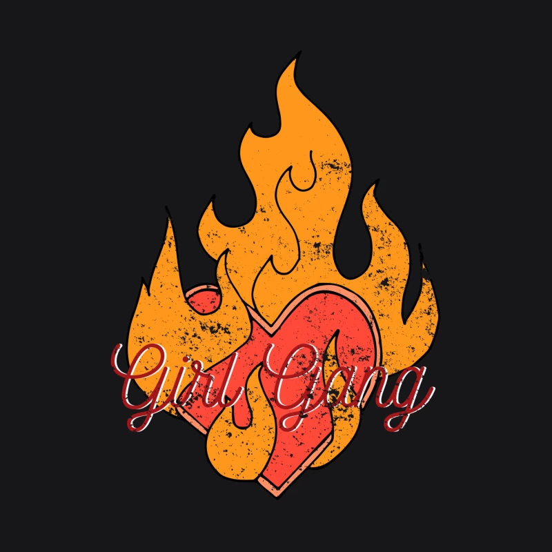 Cœur en flammes du Girl Gang Femme Sweat à capuche