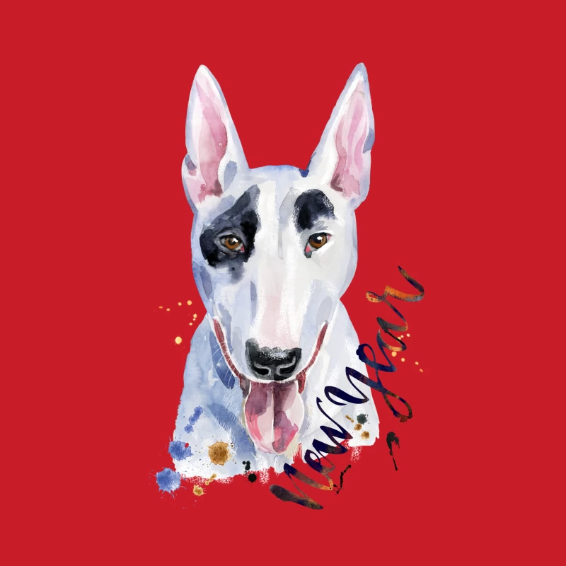 Aquarelle de Bull Terrier pour le Nouvel An Homme Sweat à capuche