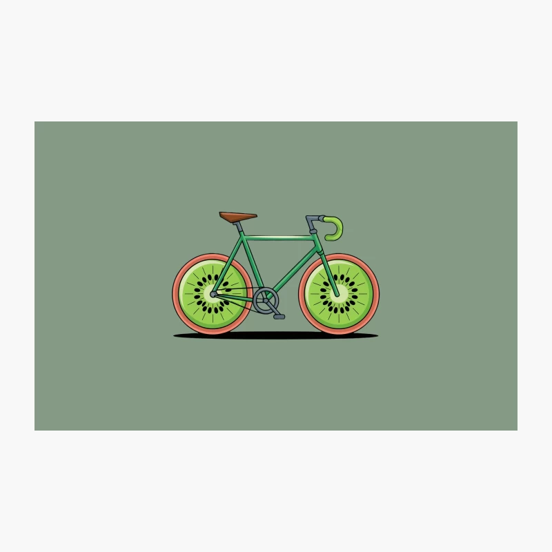 Creative Kiwi Fruit Bicycle Illustration Travel Mug