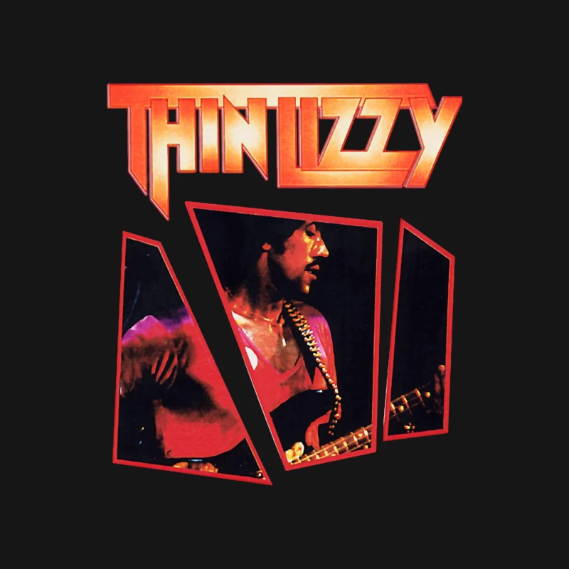 Thin Lizzy Vintage Concert Album Art with Red Typography Male Long Sleeve T-Shirt