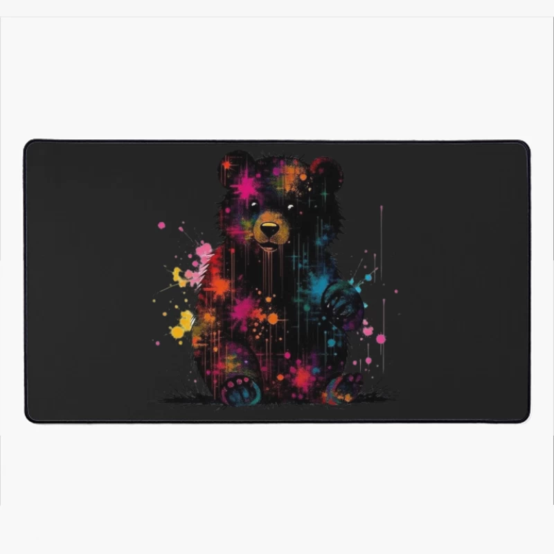 Cosmic Watercolor Teddy Bear Art Desk Mat