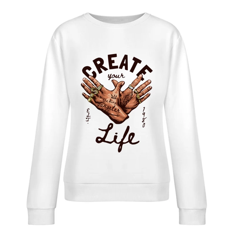 Gestalte dein Leben mit Tattoos und Ringen Damen Pullover Sweatshirt