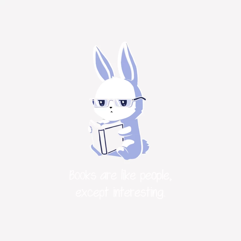 Studious Cartoon Rabbit Reading with Glasses Male T-Shirt