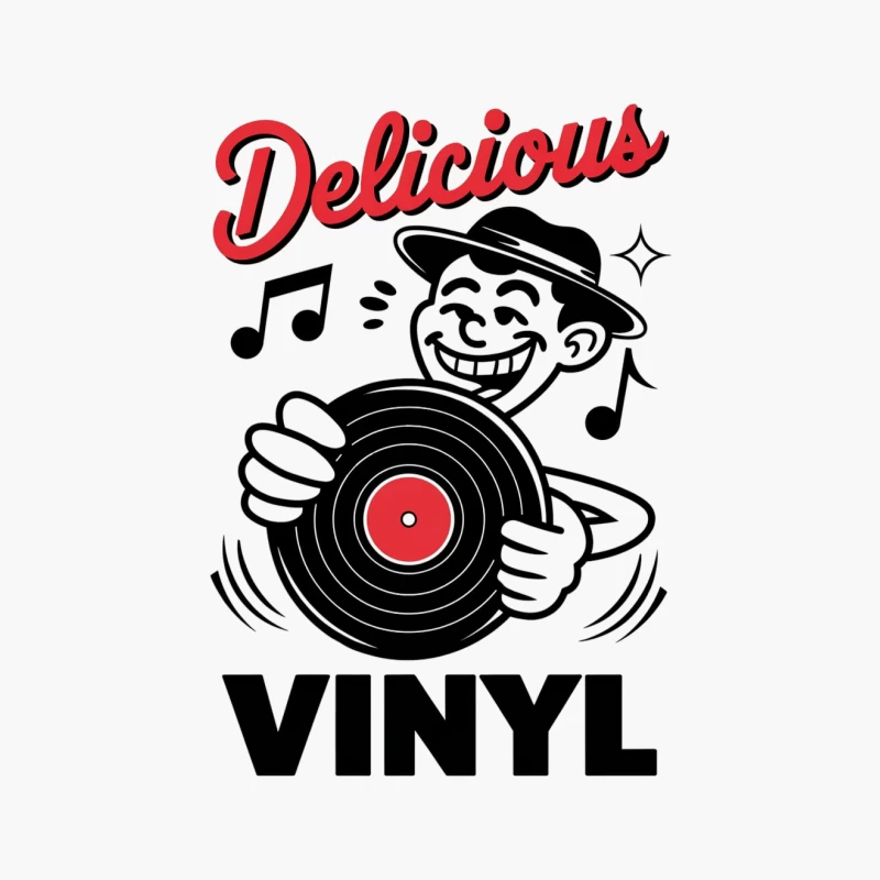 Retro Vinyl Music Character Illustration with Typography Design Cotton Tote Bag
