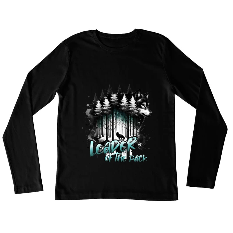 Führer des Rudels: Wolf-Design mit Wald Damen Langarm T-Shirt