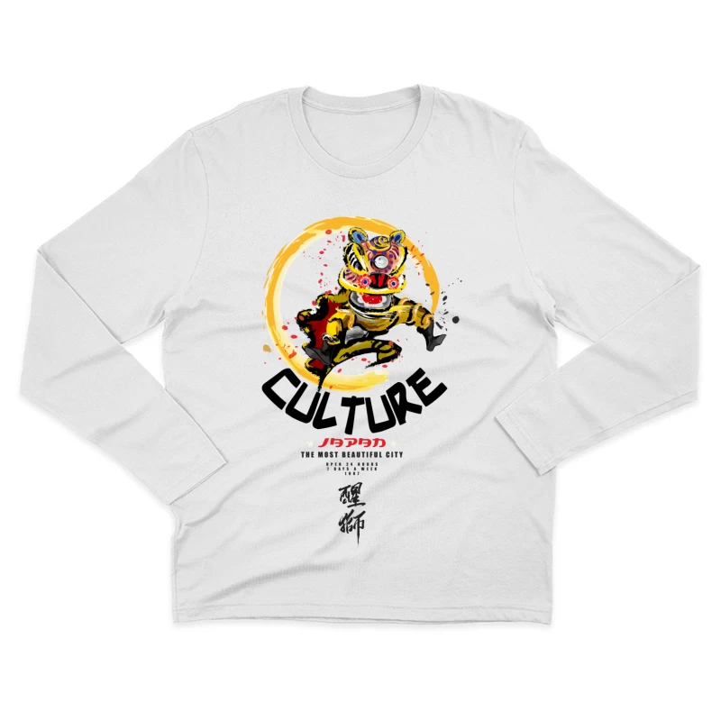 Japanische Kultur mit Löwentanz Herren Langarm T-Shirt