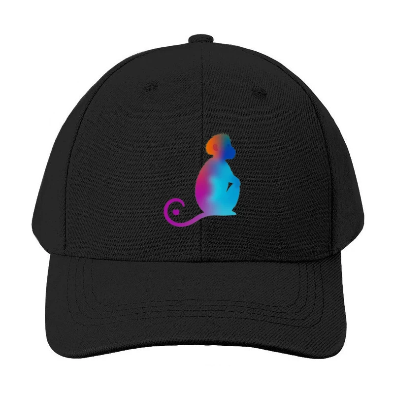 Colorful Gradient Monkey Silhouette with Curled Tail Baseball Cap