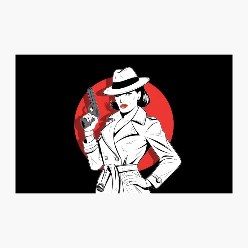 Stylish Femme Fatale in Film Noir Setting Travel Mug