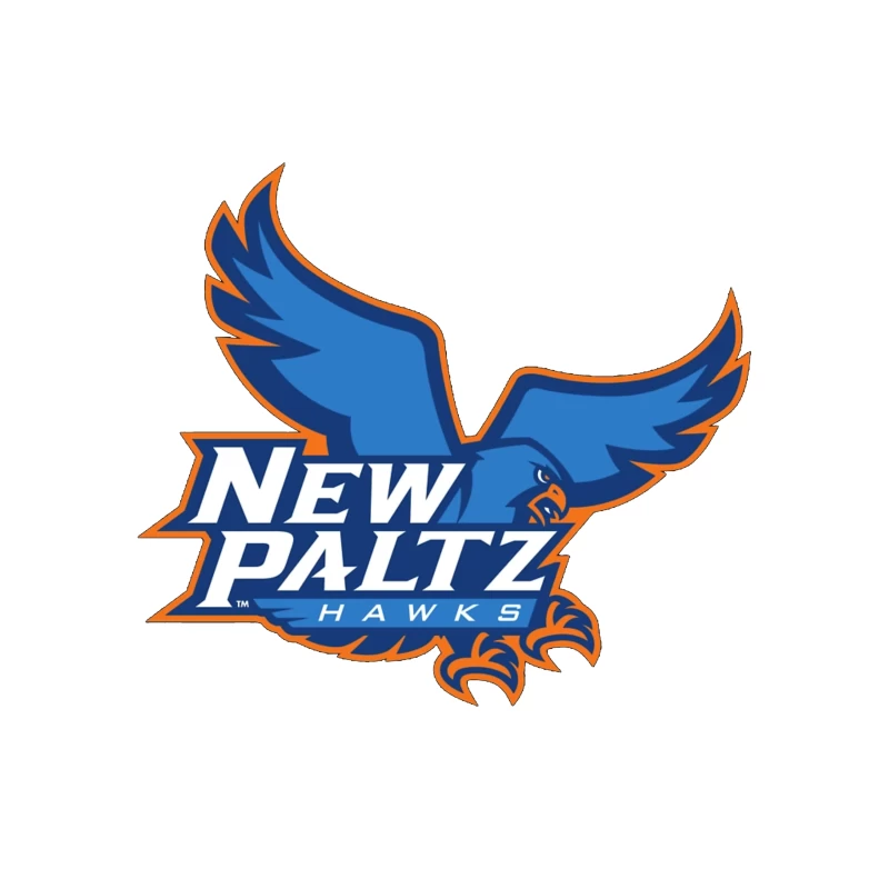 New Paltz Hawks Athletic Logo with Blue Hawk Mascot Throw Pillow