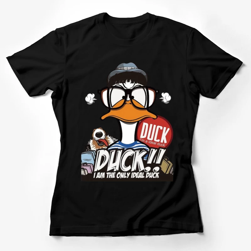 Comic-Ente mit Hund Damen T-Shirt