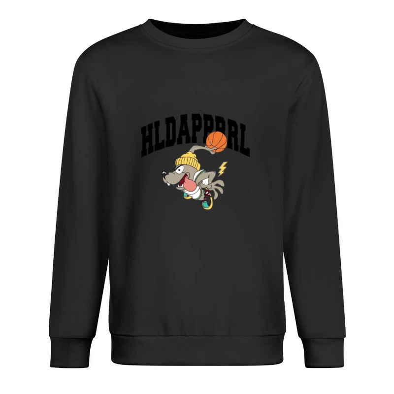 Cartoon Hund mit Basketball Herren Pullover Sweatshirt