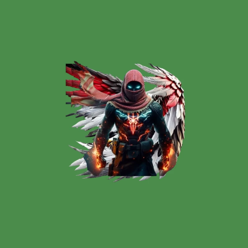 Superhero Character with Wings in Digital Art Male T-Shirt