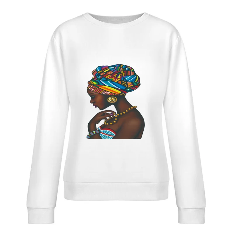Frau mit buntem Kopftuch Damen Pullover Sweatshirt