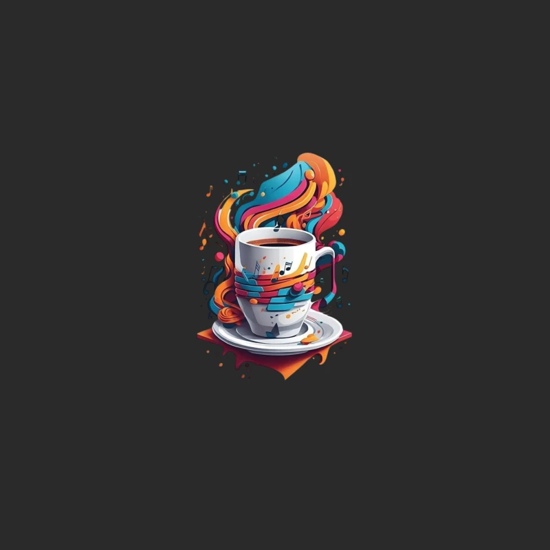 Colorful Coffee Cup with Musical Notes Baseball Cap