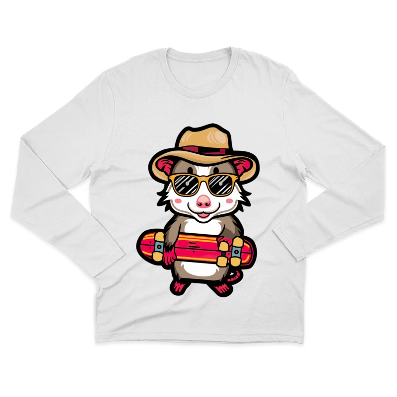 Opossum skateur en vacances Homme Manches Longues T-Shirt