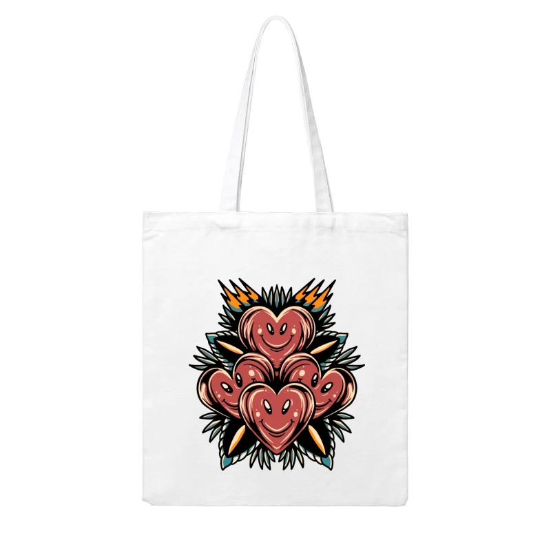 Playful Smiling Hearts Illustration Cotton Tote Bag