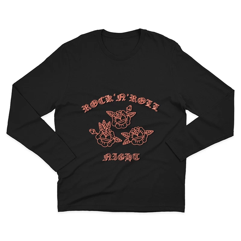 Nuit Rock'n'Roll avec Roses Homme Manches Longues T-Shirt