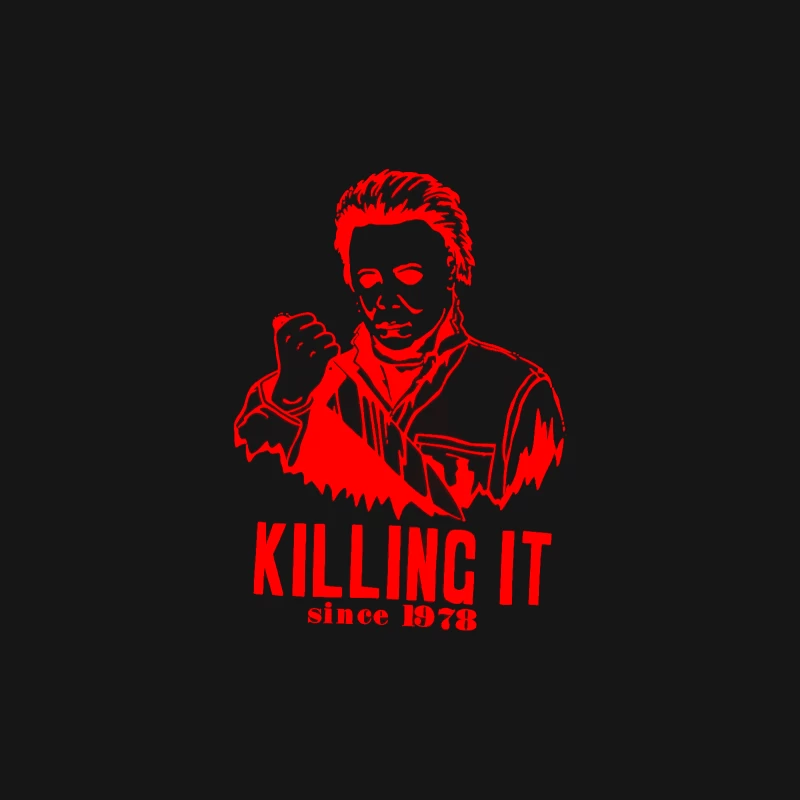 Iconic Red Illustration of Michael Myers: Horror Movie Pop Art Female Long Sleeve T-Shirt