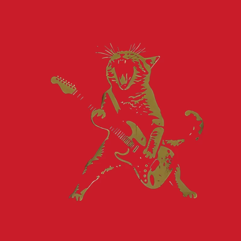 Rocking Cat with Electric Guitar Female Pullover Hoodie