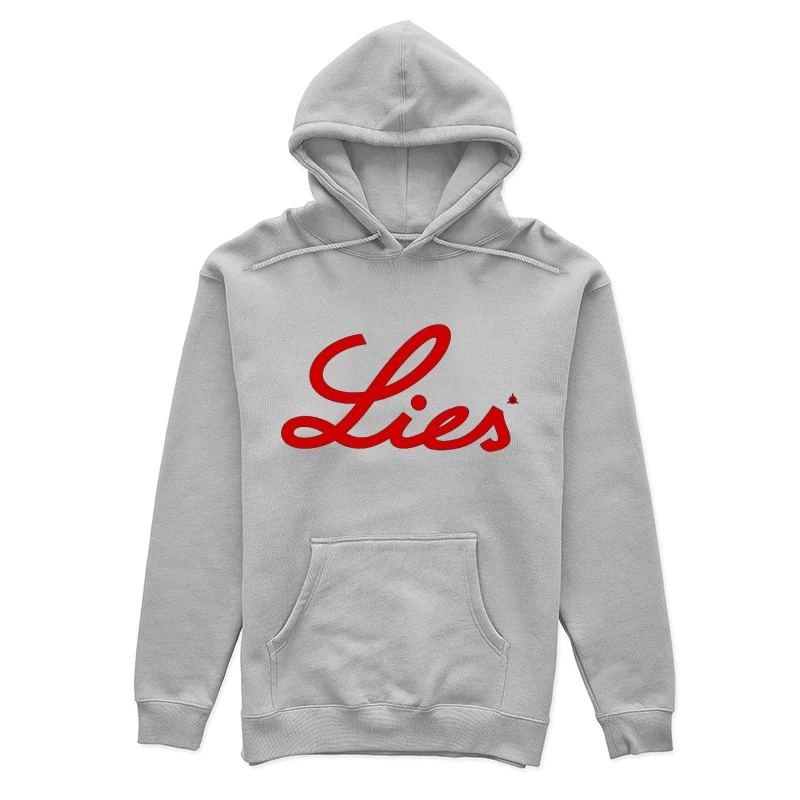 Red Cursive "Lies" Typography Logo Female Pullover Hoodie