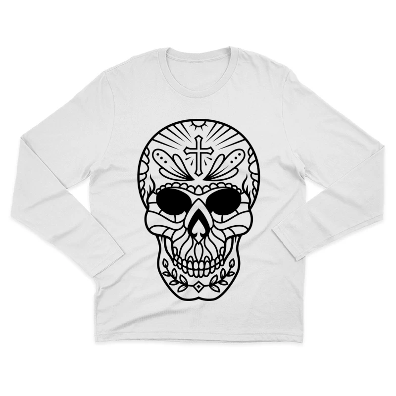 Crâne décoratif avec croix Homme Manches Longues T-Shirt
