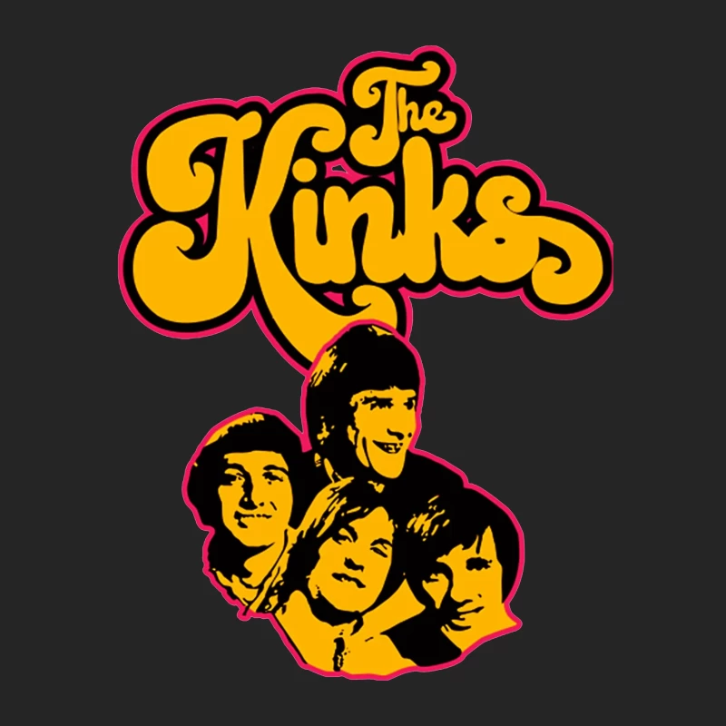 The Kinks Vintage Band Logo with Silhouettes Male Pullover Sweatshirt