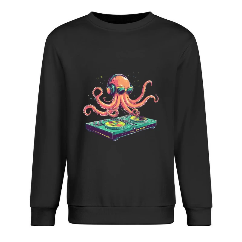 Funky Octopus DJ: A Colorful Musical Illustration Male Pullover Sweatshirt