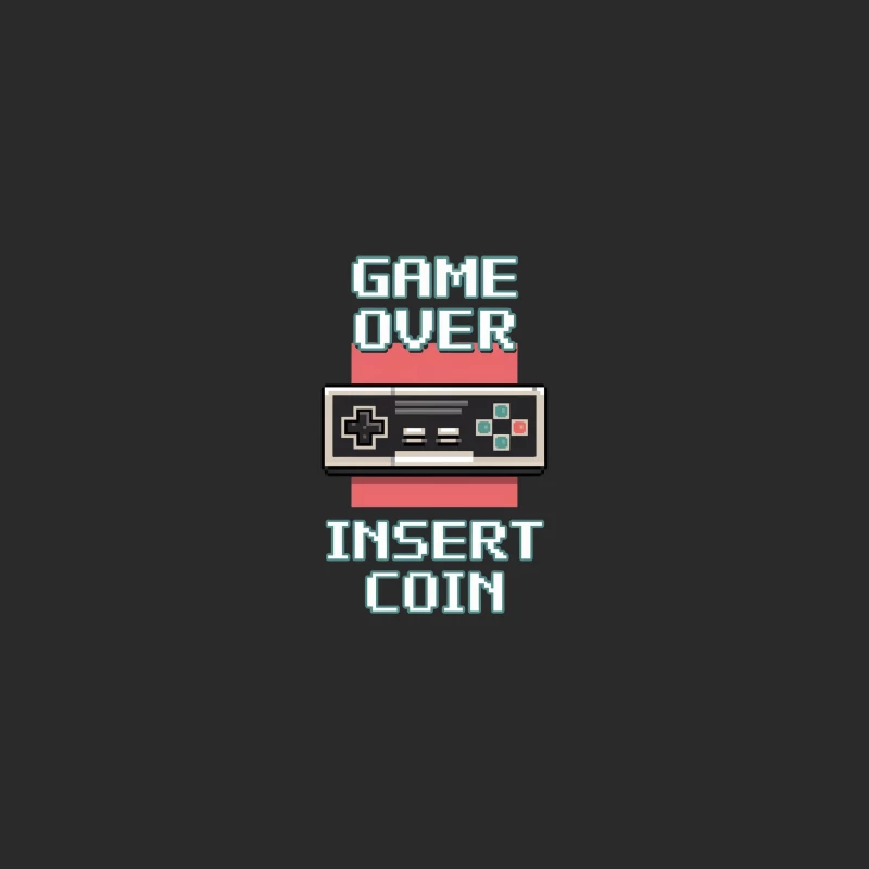 Retro Gaming Controller Game Over Insert Coin Pixel Art Baseball Cap