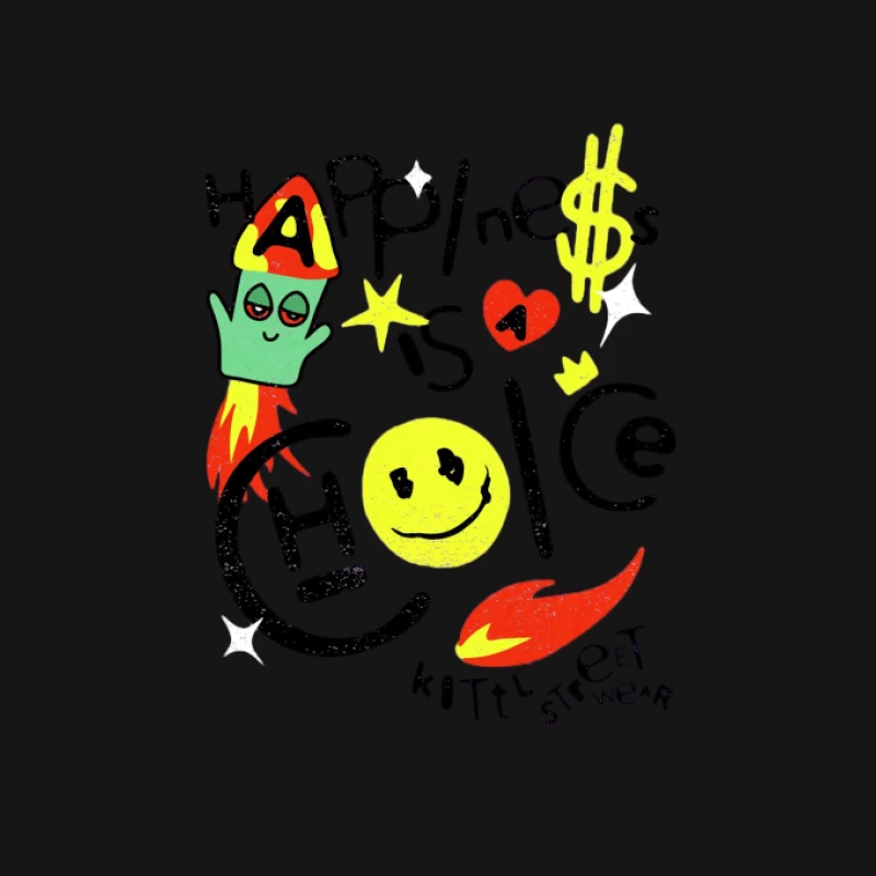 Art Abstrait avec Smiley et Fusée Homme T-Shirt