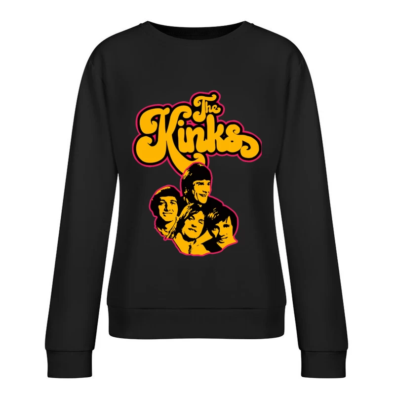 The Kinks Vintage Band Logo with Silhouettes Female Pullover Sweatshirt