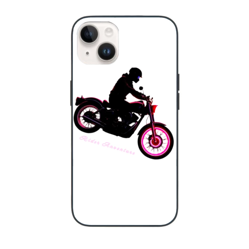 Neon-Glowing Vintage Motorcycle Rider Silhouette iPhone Case