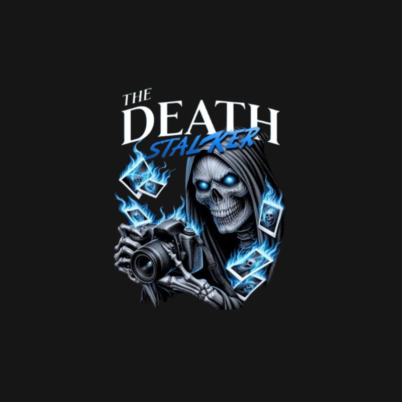 The Death Stalker: Skeletal Photographer with Blue Flames Mouse Pad