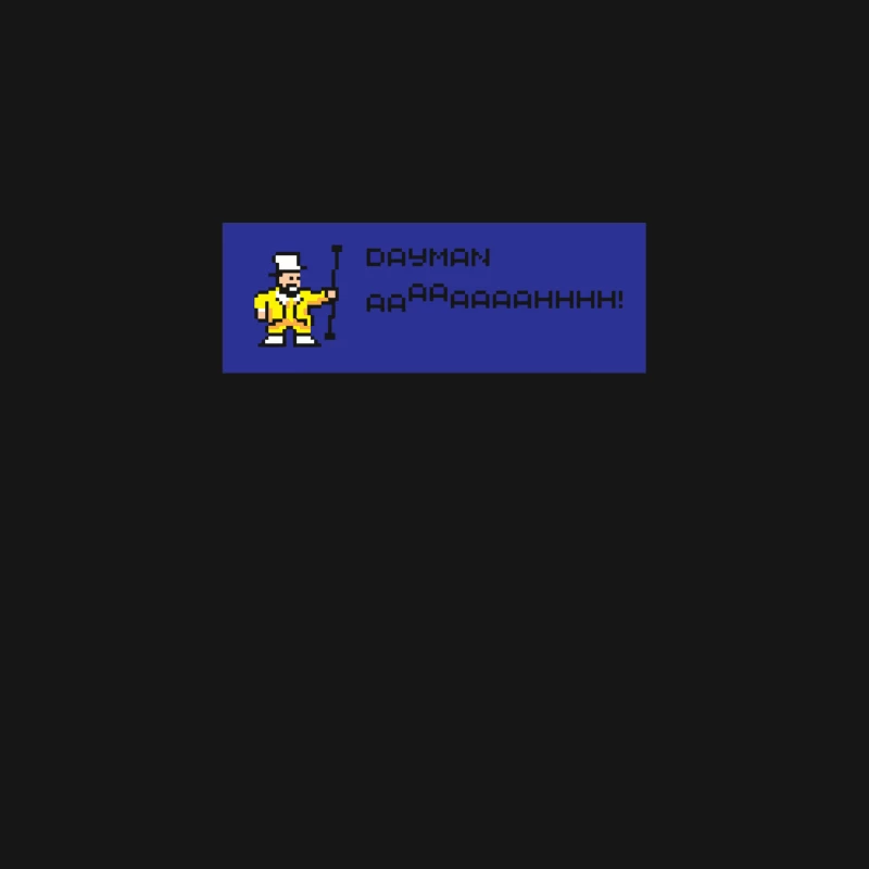 Retro Pixel Art: Dayman Character Shouting on Blue Background Desk Mat