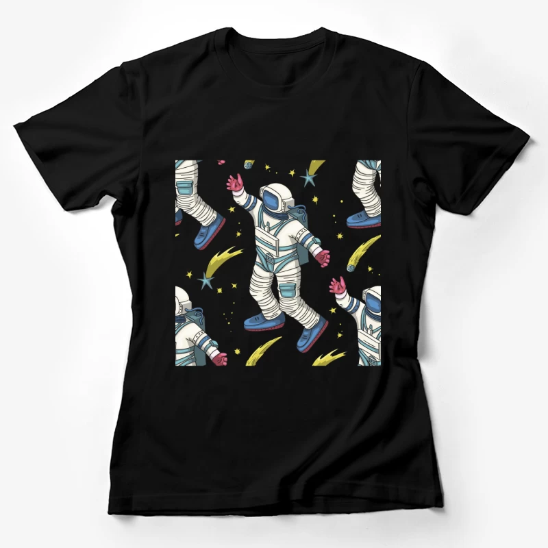 Astronautenmuster mit Sternschnuppen Damen T-Shirt