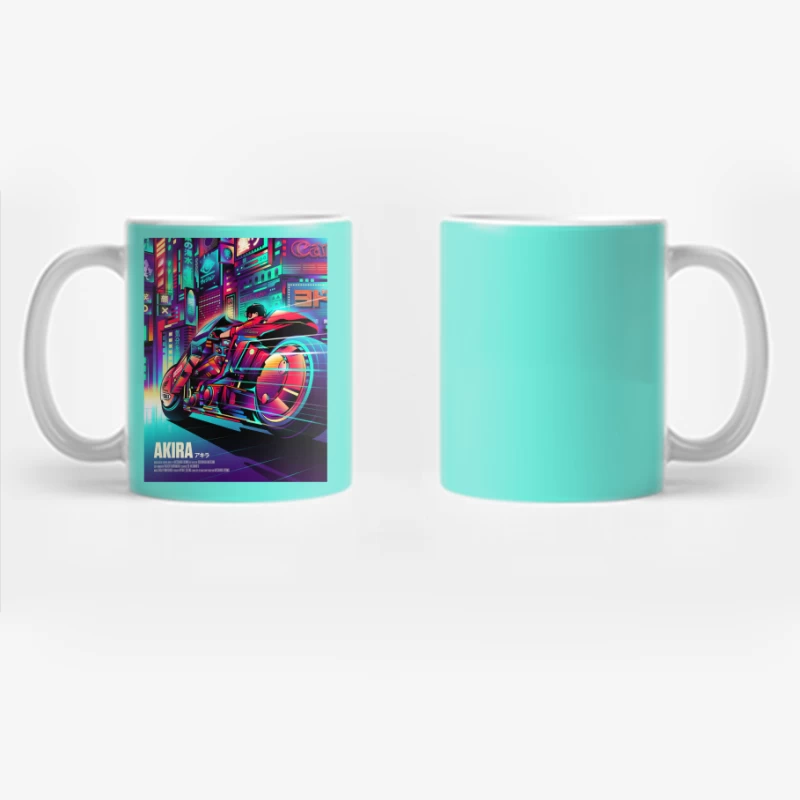 Cyberpunk Akira Motorcycle in Neon City Coffee Mug