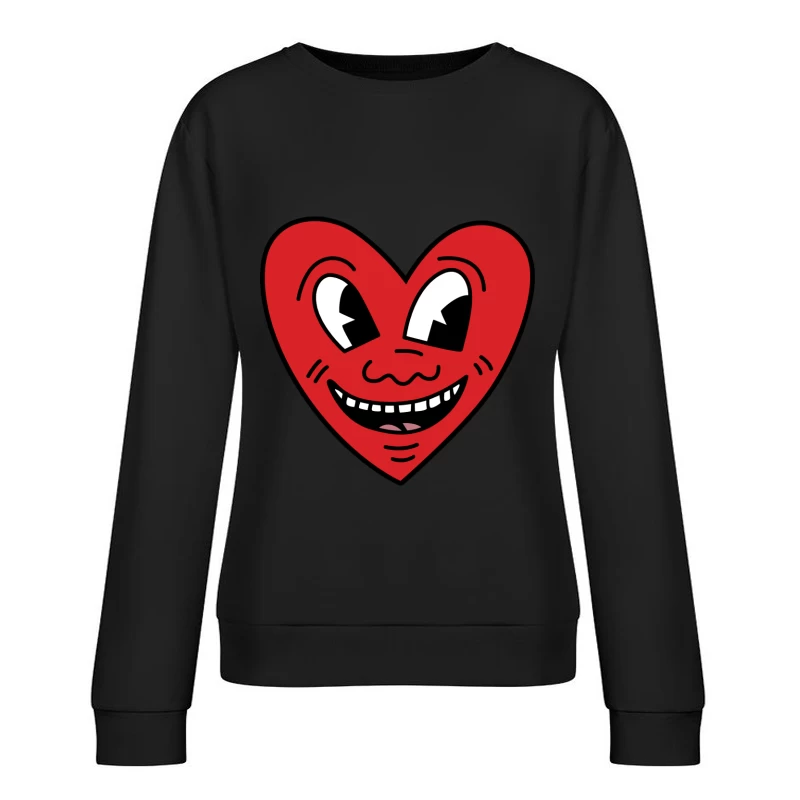 Lächelndes Herzgesicht Illustration Damen Pullover Sweatshirt