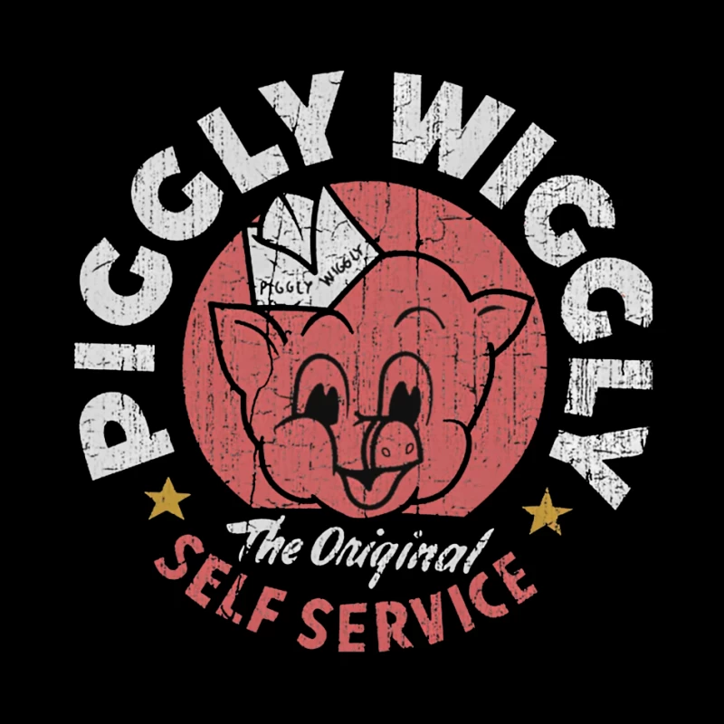 Vintage Pig Self Service Restaurant Logo Design Pin