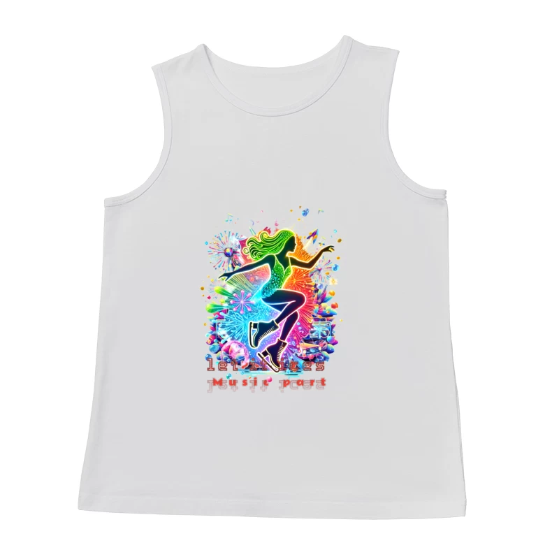 Neon ice skater girl Silhouette with Retro Music Vibes Male Tank Top