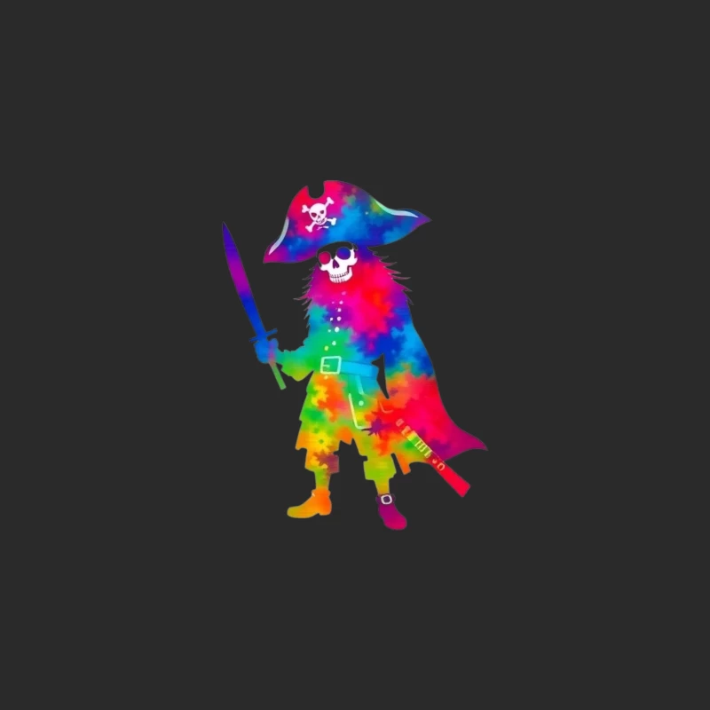 Colorful Pirate Skeleton with Sword Baseball Cap