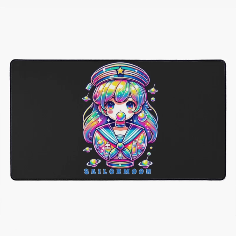 Rainbow Kawaii Sailor Moon Space Art Desk Mat