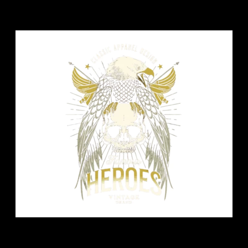 Heroic Eagle Skull with Golden Wings Vintage Design Tapestry