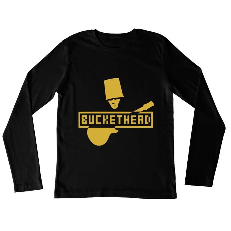 Gold Buckethead Guitar Player Logo Design Female Long Sleeve T-Shirt