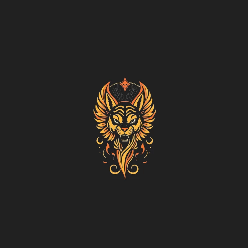 Fierce Winged Lion Illustration Bucket Hat